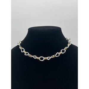 Luxury Two Tone Silver & Gold Designer Chain Necklace With Toggle Clasp